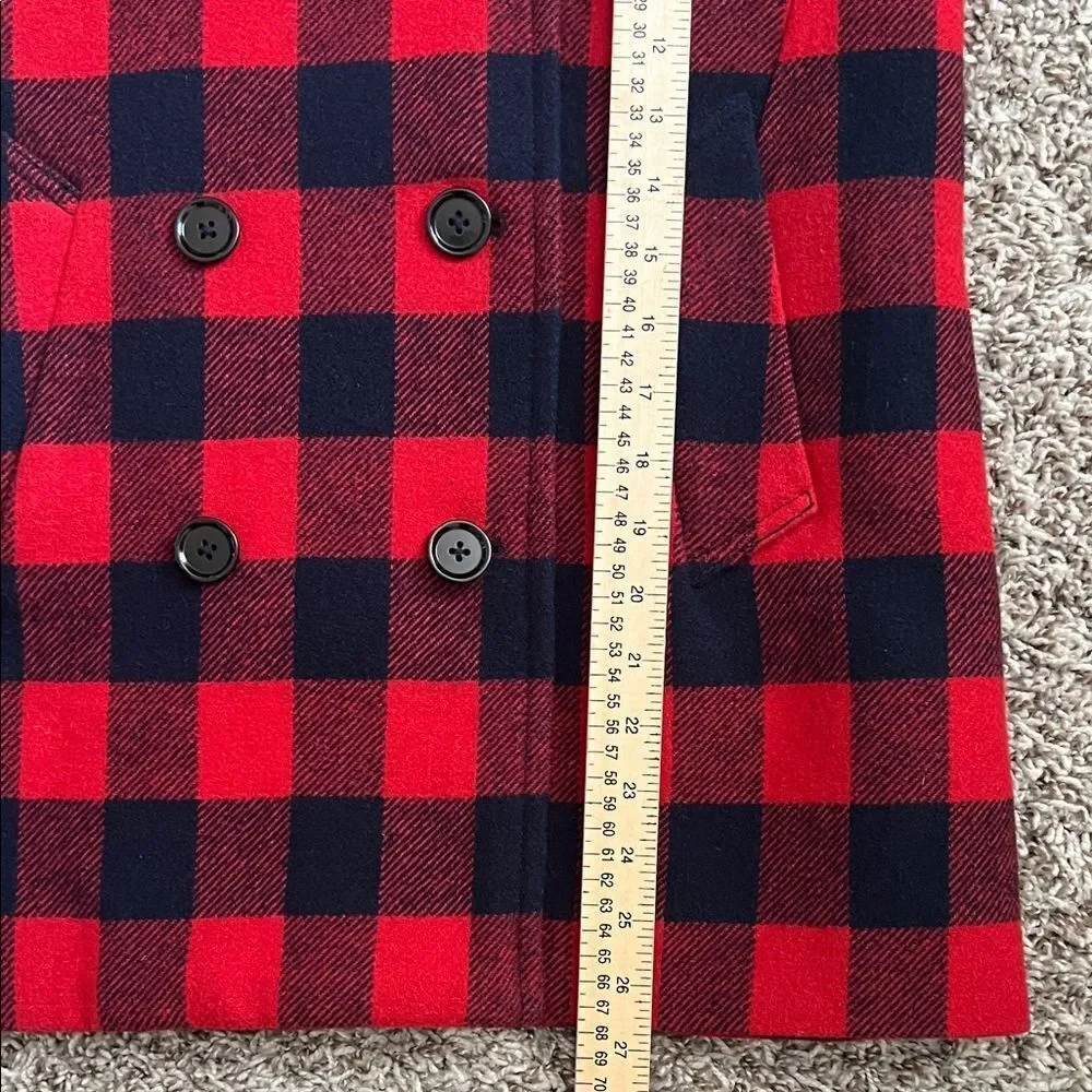 Like New! J. Crew Wool Blend Buffalo Check Peacoat Red and Blue in Size 2